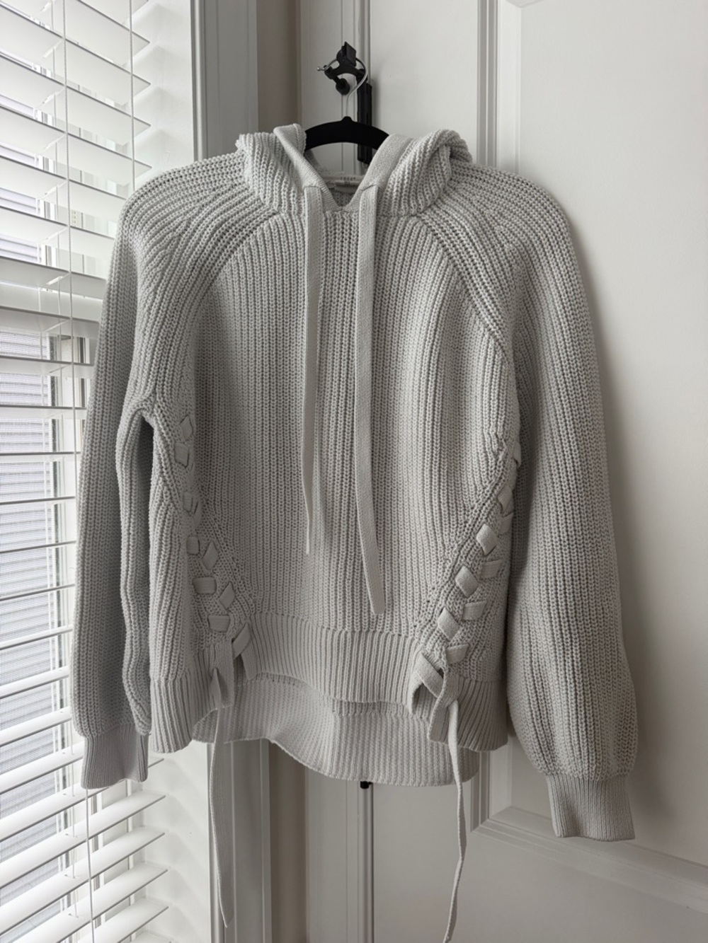 White Knit Hoodie Sweater